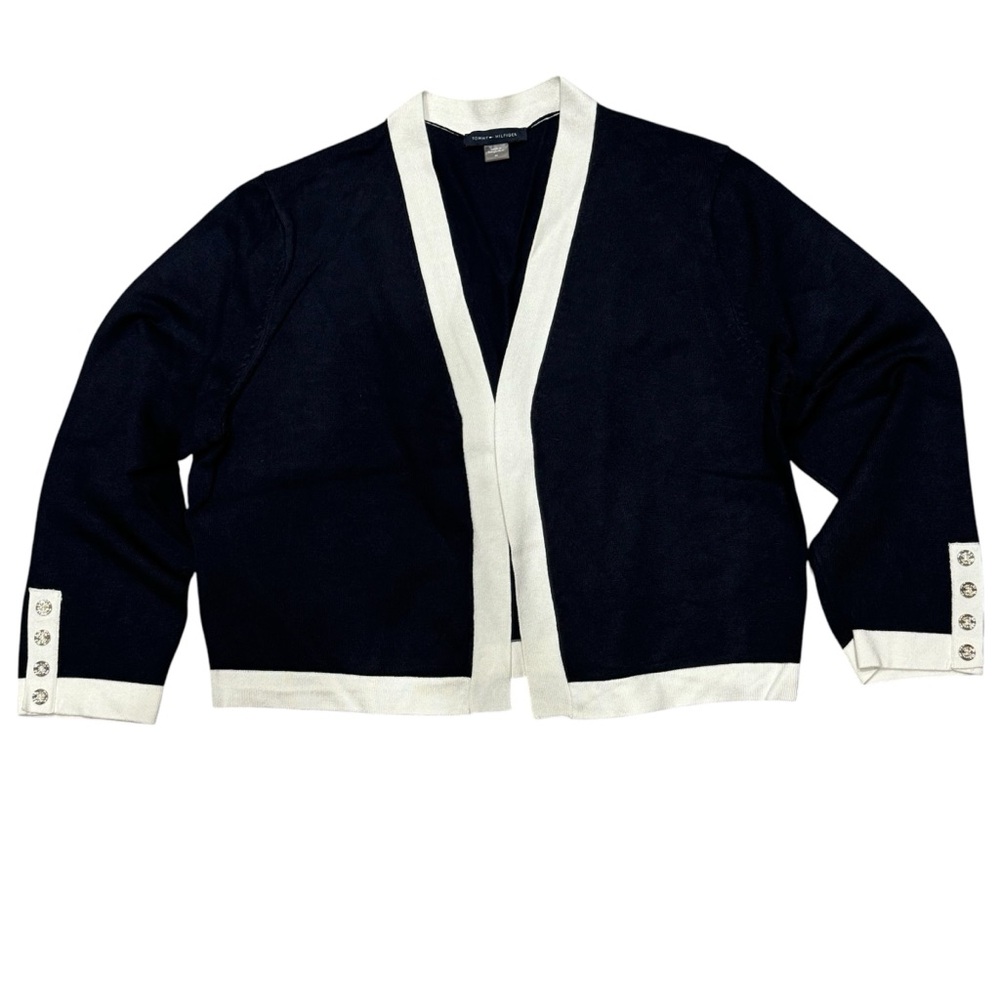 Women’s Navy 3/4 Sleeve Open Cardigan Sweater by TOMMY HILFIGER size medium